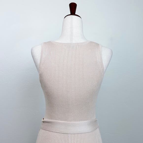 Active USA Rib Knit Bodycon Belted V-Neck Midi Dress - Picture 8 of 11